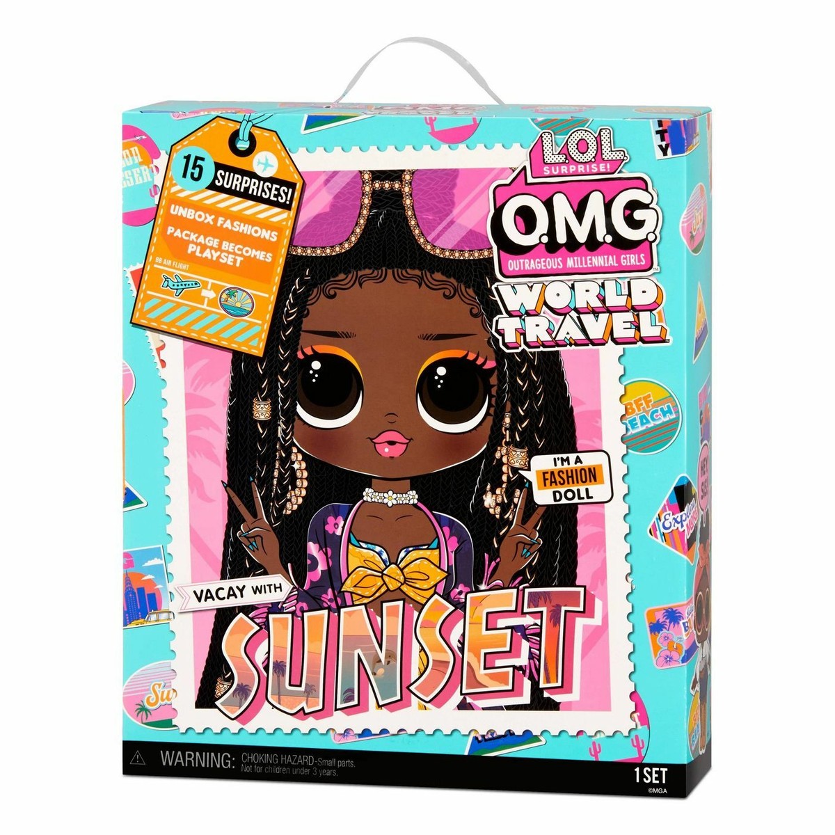 L.O.L. Surprise! O.M.G. World Travel Sunset Fashion Doll with 15