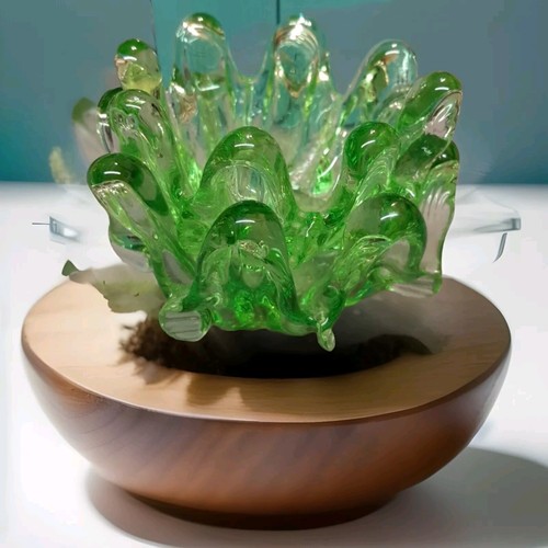 Juego de 2 ceniceros de anidación de vidrio artístico soplado a mano verde de 5" y 4" usados en excelente estado Italia - Imagen 2 de 4