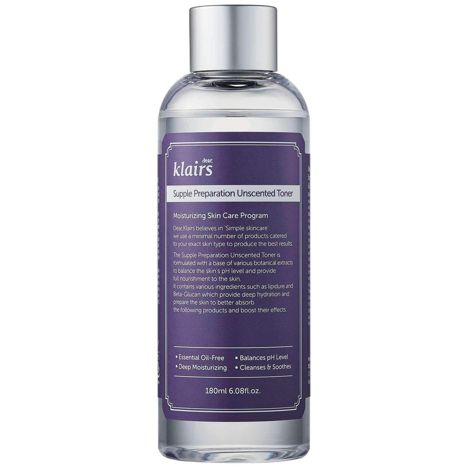 DEAR KLAIRS Supple Preparation Unscented Toner 180ml - AUTHENTIC K-Beauty