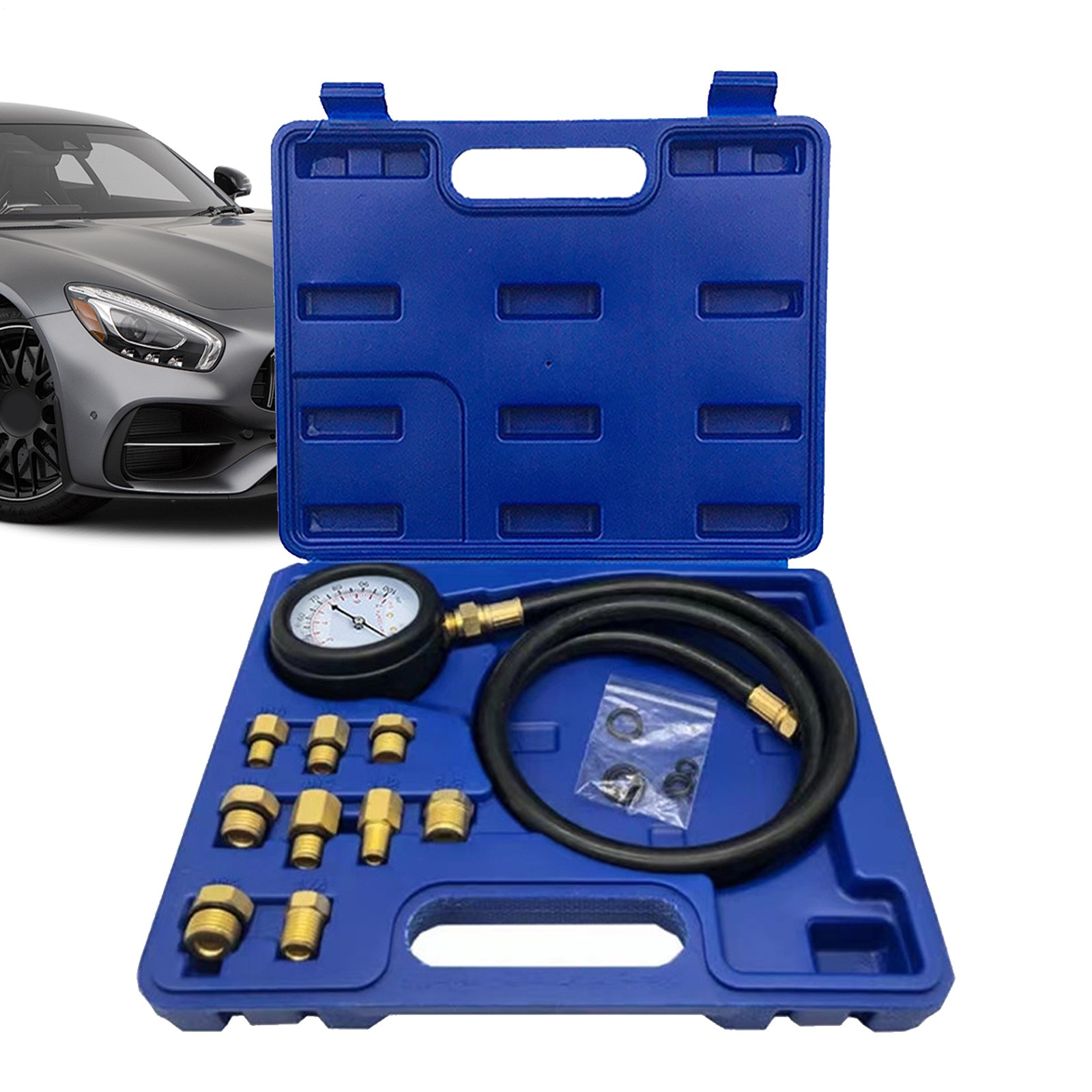 Oil Pressure Tester Tool Engine Compression Gauge Detector Double Scale Automoti