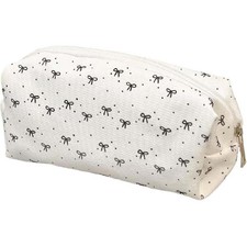 Simple Bow Pencil Case Sweet Pencil Pouch Portable Large Capacity Stationery