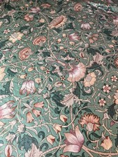 VTG William Morris Curtains Pink Rose Eggshell Green Floral Pair 228 x 132cm