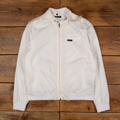 Vintage Members Only Bomberjacke L Herren weiß Nylon gefüttert Windbreaker