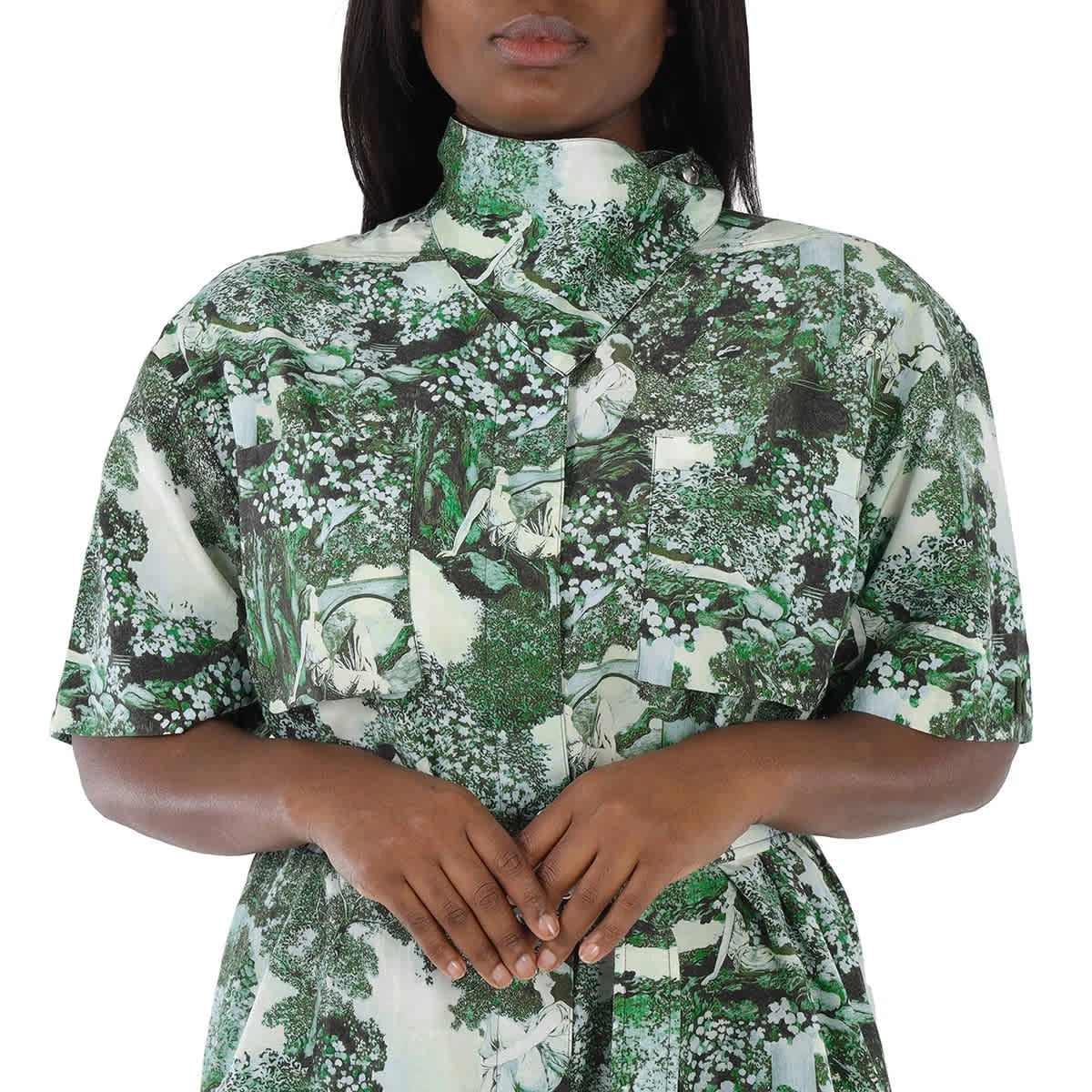 Abito camicia Kenzo donna kaki scuro stampato sognatori