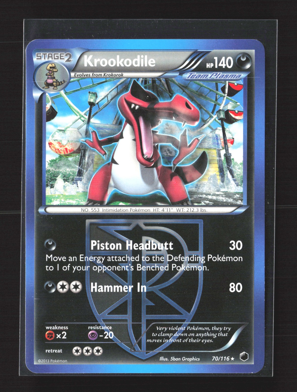 Pokemon Plasma Freeze #70/116 Rare Krookodile (Team Plasma)