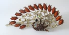 Vintage Topaz Rhinestone Peacock Hair Clip
