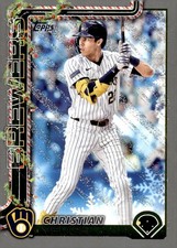 2025 Topps Holiday #H25 Christian Yelich Silver Glitter Holiday