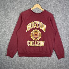 Vintage Boston College Sweatshirt Medium Red 90s USA Spellout University Crest