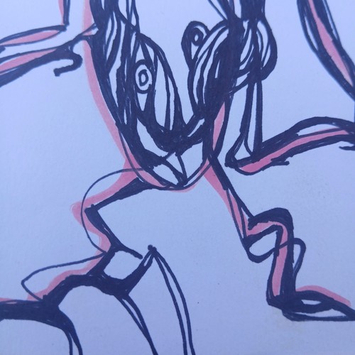 Kostenloser Versand Original abstrakter surrealistischer Zeichnung Sharpie Marker 8 1/2 x 11 Gesicht - Bild 16 von 24