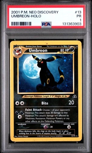 2001 POKEMON NEO DISCOVERY #13 UMBREON-HOLO PSA 1