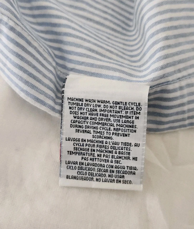 Falda de cama Tommy Hilfiger azul a rayas king plisada en caja, casa de campo francesa  Foto 3 de 4