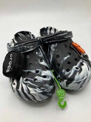 Crocs Baya Marbled Pouch Clog Black/White Unisex 210327-066, Men's Size 11