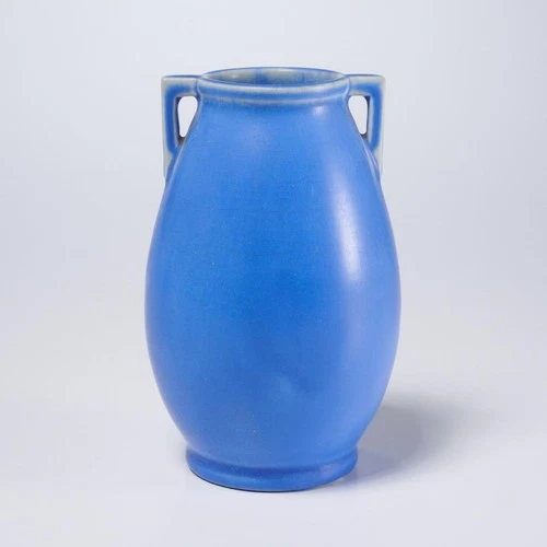 Rookwood Arts and Crafts Pottery Matte Blue Handled Vase 5"h
