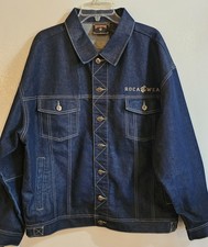 Vintage Y2K Rocawear Dark Denim Jacket XL Embroidered Logo Hip Hop Streetwear