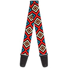 Guitar Strap - Geometric1 Black/Red/Tan/Brown/Baby Blue ACC NEW