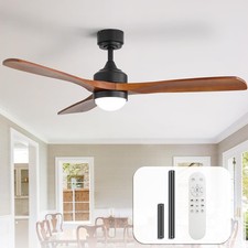 52 Inch Ceiling Fan with Integrated LED Light and Remote Noiseless Dimmable 3CCT