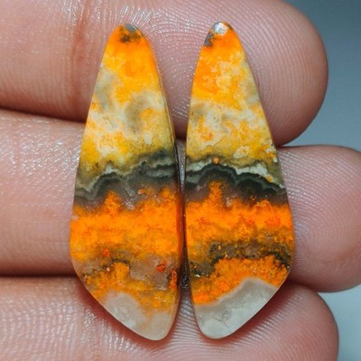 23.10 Cts Natural Bumble Bee Jasper Fancy Pair Cab Loose Gemstone  11x31x4 mm