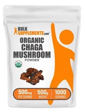BulkSupplements.com Organic Chaga Mushrooms Powder 500mg per Serving 500 Grams