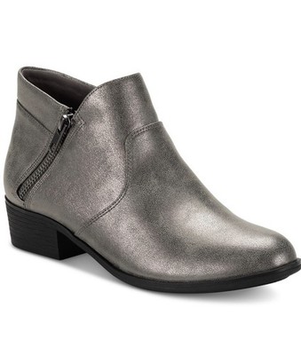 Sun + Stone Women's Adelinee Double Zip Ankle Booties, Color Dist Pewtr Size 11