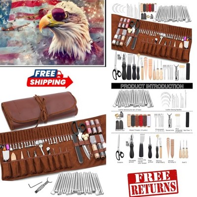 72-Piece Leather Craft Tools Set with Custom Bag - Ideal for DIY & Professionals