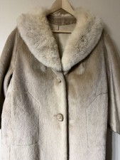 Vintage 60 s Fox Fur Collar Long Brazotta Coat XL-1X Mad Men Old Money Glam