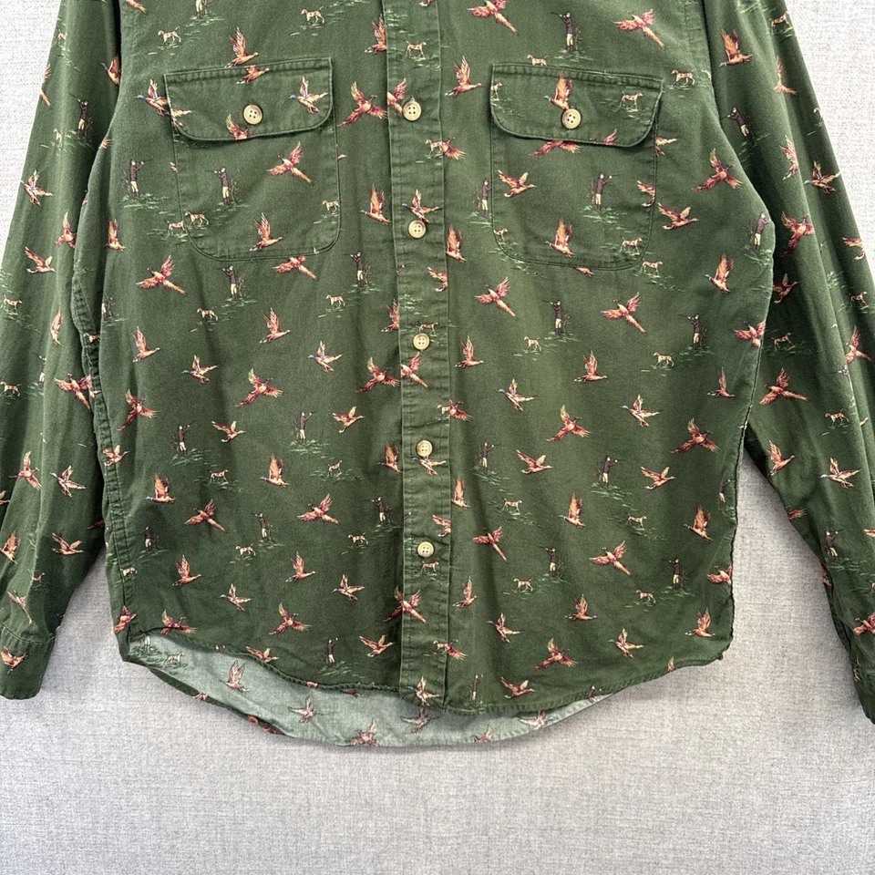 Ralph Lauren 中号修身绿色鸭子狩猎长袖纽扣成人* — 第 4/4 张图片