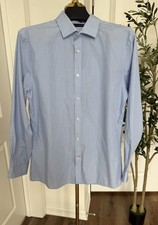 Tommy Hilfiger Mens Shirt Blue L Plaid All Season Slim Fit