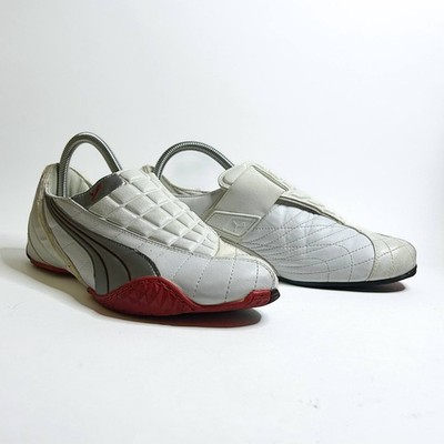 Puma Uke Leather Vintage 2000s Y2K White Metallic Silver Red US 9 UK 8 181238 03