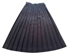 Prophecy 100% Pure Worsted Wool Midi Skirt Gray Pinstripe Pleats Made in USA 10