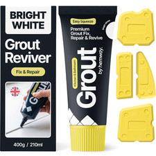 Bright White Grout Reviver Kit | Ready Mixed Grout Repair 400g / 210ml with 4 Pi