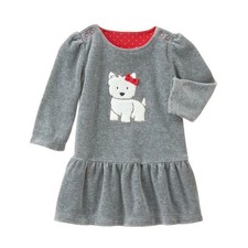 9E !WOW! NWT 3-6M GyMbOrEe WESTIE Puppy Dog Winter Plush Velour Dress Set