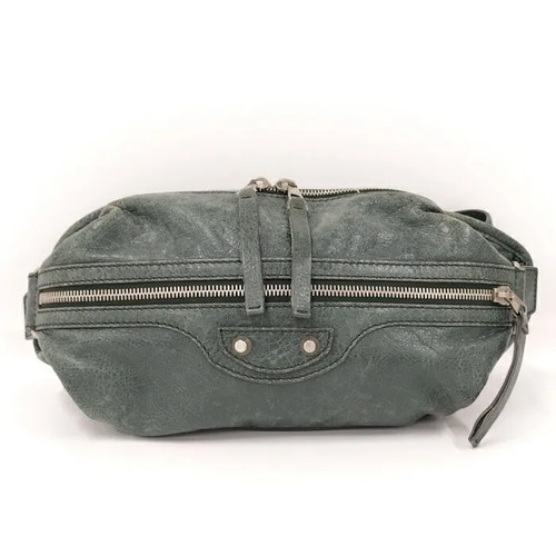 Balenciaga Neo Lift Waist Bag Green Leather Belt Bag 341628 Authentic Women's