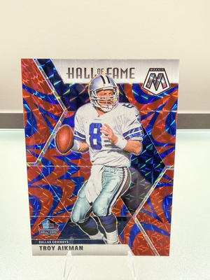 #ad Troy Aikman 2020 Panini Mosaic Hall of Fame Reactive Blue Prizm #290 Dallas NFL $1.50