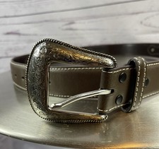 Nocona Leather Belt Men  s Size 38 Western Cowboy Concho Belt Brown Silver Buckle