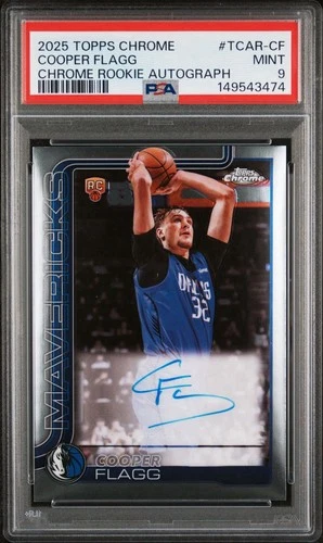 Cooper Flagg 2025-26 Topps Chrome Rookie Auto #TCAR-CF PSA 9 RC Mavericks