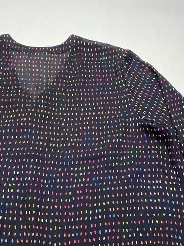 Black Rainbow Dot Semi Sheer Flowy V Neck Blouse Plus Size 2X Pride Lagenlook - 第 12/23 張圖片