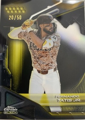 2025 Topps Chrome Black Fernando Tatis Jr Gold Refractor /50 #100 Padres 20/50