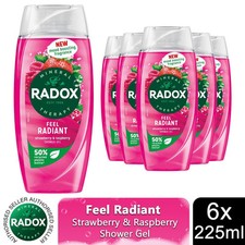 Image of Radox Feel Radiant Shower Gel with Strawberry and Raspberry Fragrance, 225ml