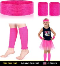 Neon 80s Leg Warmers Set for Kids - Wristband Headband Included