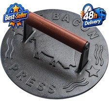 Bellemain 7" Smash Burger Press, Heavy Duty Cast Iron Bacon Press