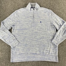 Izod Saltwater Mens 1/4 Zip Pullover Long Sleeve Mock Neck Size Medium