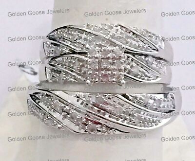 Clearance 10k White Gold Mens Woman Diamond Wedding Ring