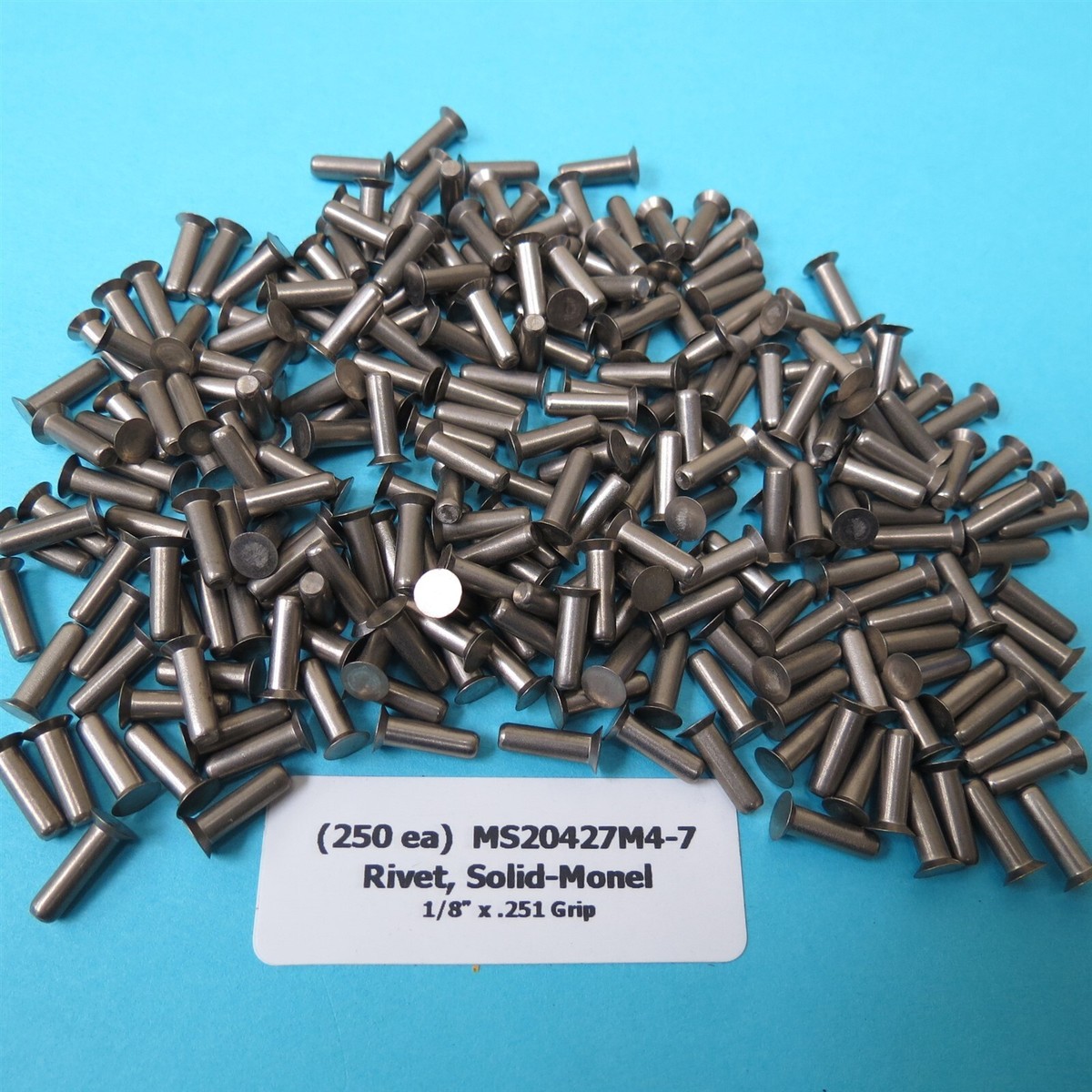 250 Aircraft Standard MS20427M4-7 Monel 1/8” Countersunk Rivets