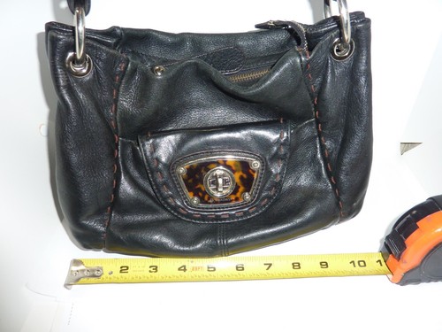 B Makowsky schwarze Leder Hobo Schultertasche silberne Hardware gefüttert 10 x 7" - Bild 9 von 11