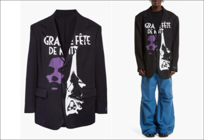 2.5k NWT Auth Raf Simons Jacket Blazer Black Screenprint Oversized EU 50 US 40