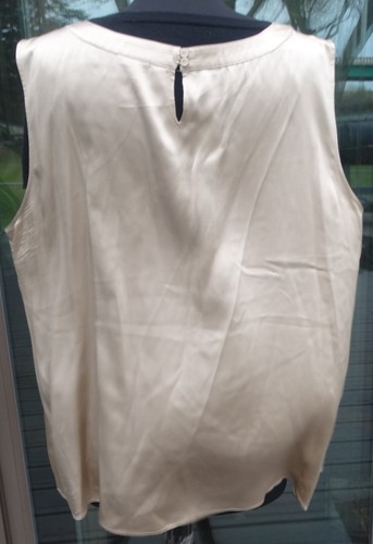 Talbots Plus Size 24W Tank Top, 100% silk, pleated neckline, gold shimmer - Picture 6 of 7