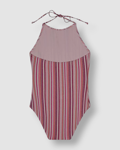Splendid Kids Girl's Pink Metallic Stripe One-Piece Swimsuit Swimwear Size 16 - Picture 2 of 3
