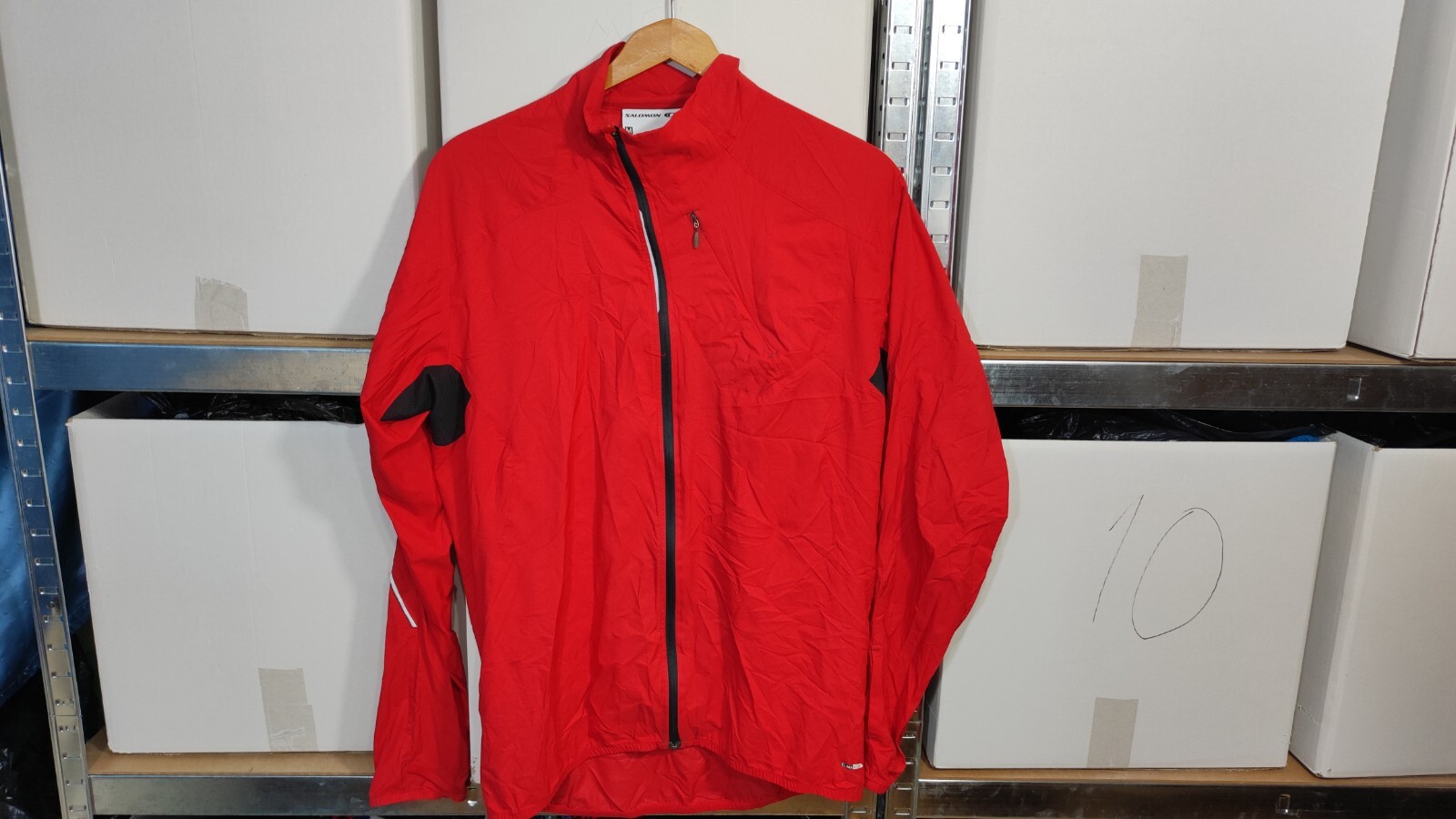 Giacca sportiva Salomon rossa leggera pista corsa taglia M ciclismo climawind