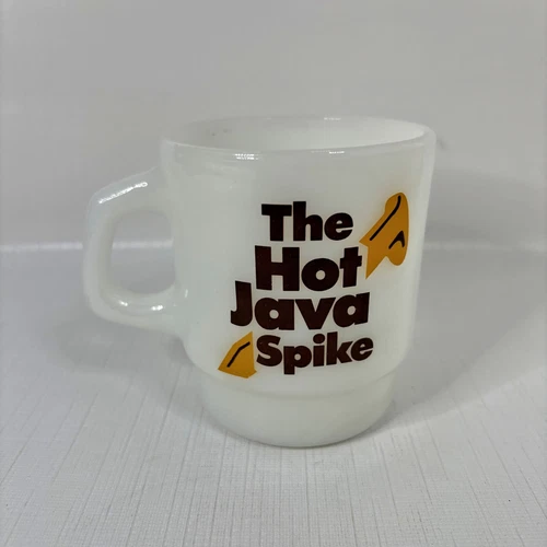 Anchor Hocking Fire King Hot Java Spike Advertising Mug Coronet VSQ Brandy Vtg