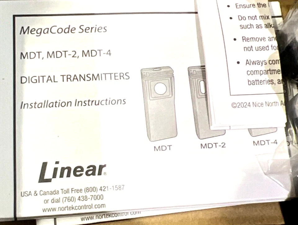 Linear NORTEK ACP00721 Single Channel Visor Transmitter Remote (5-Pack) - Image 3 of 3